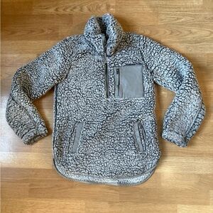 Abercrombie & Fitch Grey Sherpa 3/4 Zip Pullover Jacket